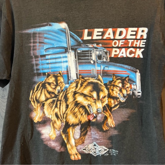 Vintage 1991 “ Leaders of The Pack” Truckers Only 3D Emblem Single Stitch Shirt - Picture 2 of 8